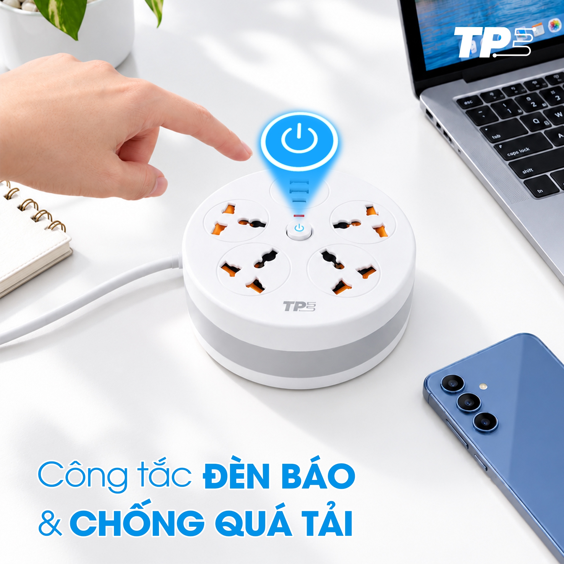 Ổ Cắm Kéo Dây Đa Năng USB TPE