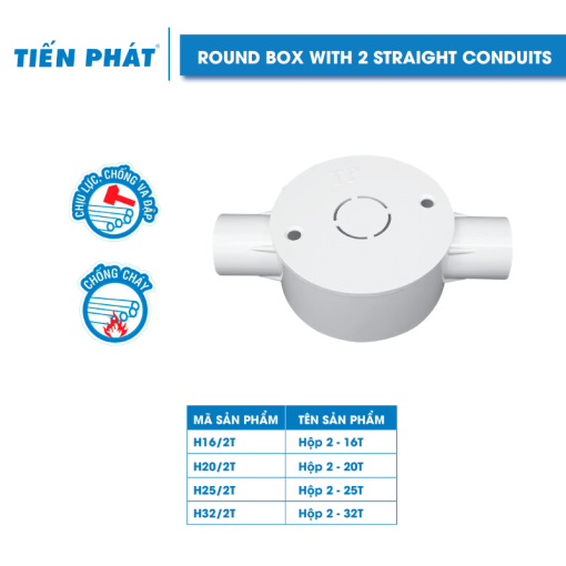 Round Box with 2 Straight Conduits