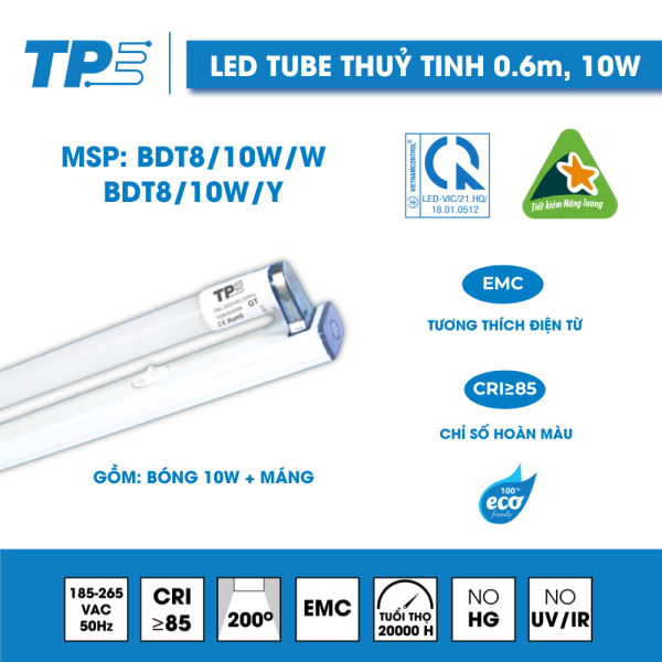 Bộ Đèn Led Tube Thuỷ Tinh
