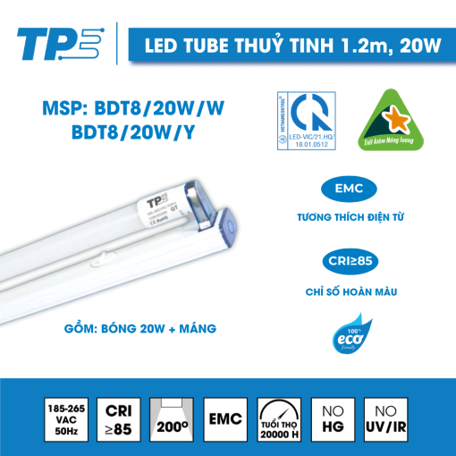 Bộ Đèn Led Tube Thuỷ Tinh
