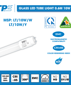 Glass LED Tube Light 0.6M 10W TPE
