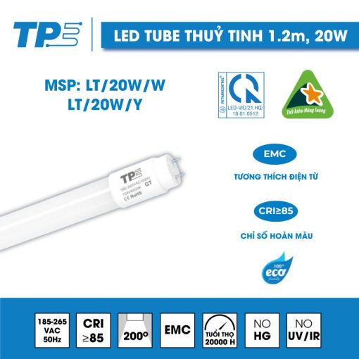 Glass LED Tube Light 1.2M 20W