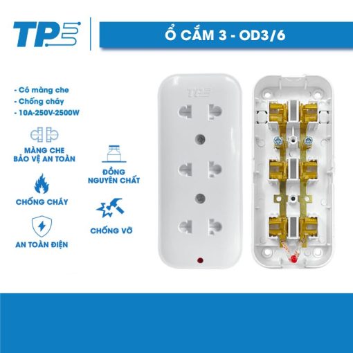 Ổ Cắm 3 TPE (không dây, màng che, chống cháy )
