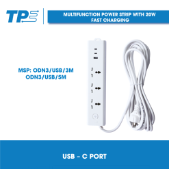 Multifunction Power Strip with 20W Fast Charging + USB-C Port – TPE