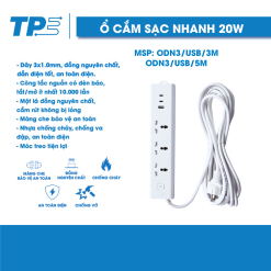Universal Power Strip with 20W Fast Charging + USB-C Port – TPE