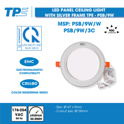 LED Panel Ceiling Light with Silver Frame TPE – PSB
