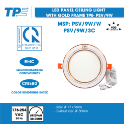 LED Panel Ceiling Light with Gold Frame TPE