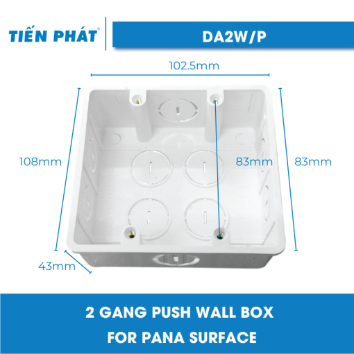 2 Gang Push Wall Box for PANA Surface DA2W/P