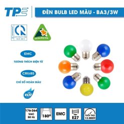 Led bulb tròn 3W đủ màu