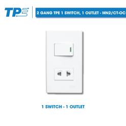 2 Gang TPE 1 switch, 1 outlets