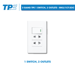 3 Gang TPE 1 switch, 2 outlets