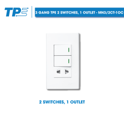 3 Gang TPE 2 switches, 1 outlet