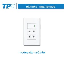 Mặt nổi 3, 1 công tắc - 2 ổ cắm