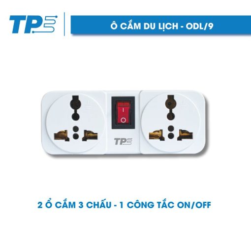 Travel Adapter, 2 3-pin sockets - 1 ON/OFF switch