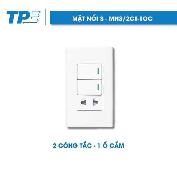 Mặt nổi 3, 2 công tắc - 1 ổ cắm