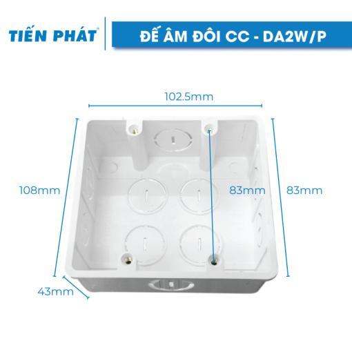 2 Gang Push Wall Box for PANA Surface DA2W/P
