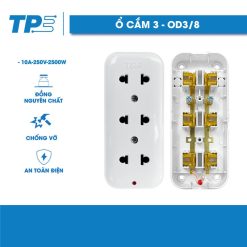 TPE 3-Socket Power Strip (No Cord, No Shutters)