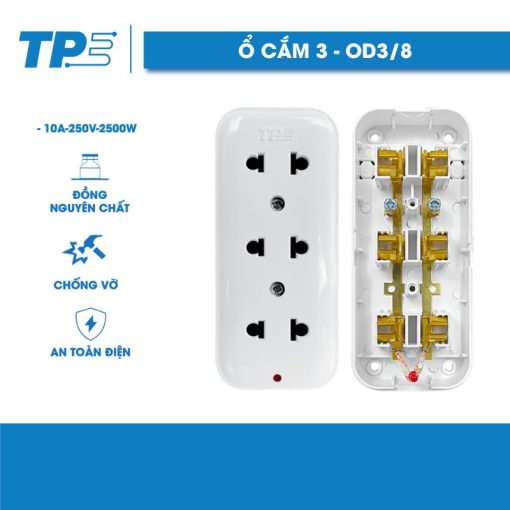 Ổ Cắm 3 TPE (Không Dây, Không Màng che)