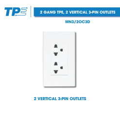 2 Gang TPE, 2 vertical three-pin outlets
