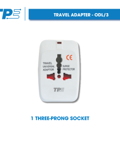 Travel adapter, 1 three-prong socket TPE