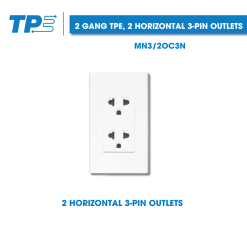 2 Gang TPE, 2 horizontal three-pin outlets