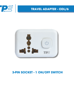 Travel adapter, 1 3-pin socket - 1 ON/OFF switch TPE