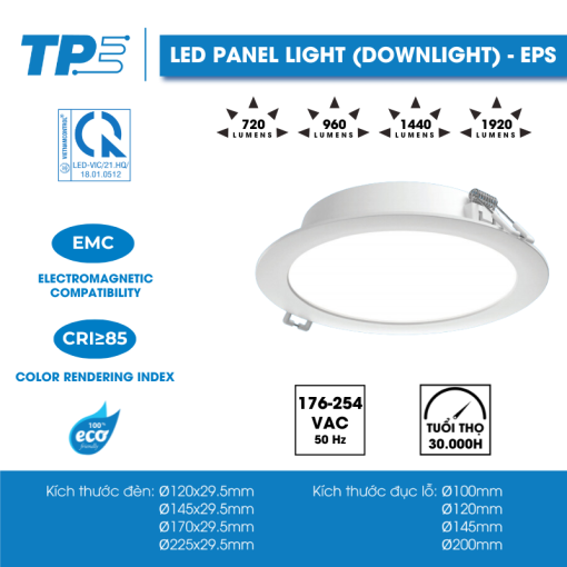 TPE Led Panel Light (Downlight) - EPS
