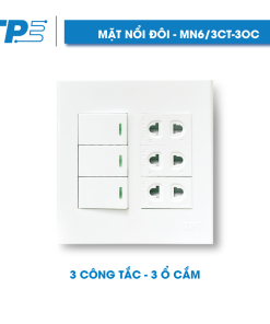 TPE double-gang, 3 Sockets – 3 Switches