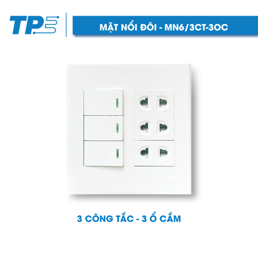 Double Surface Mount, 3 Sockets – 3 Switches
