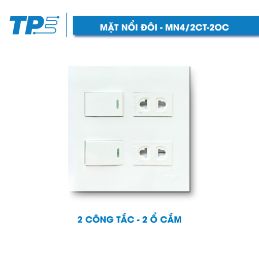 Double surface, 2 sockets - 2 switches