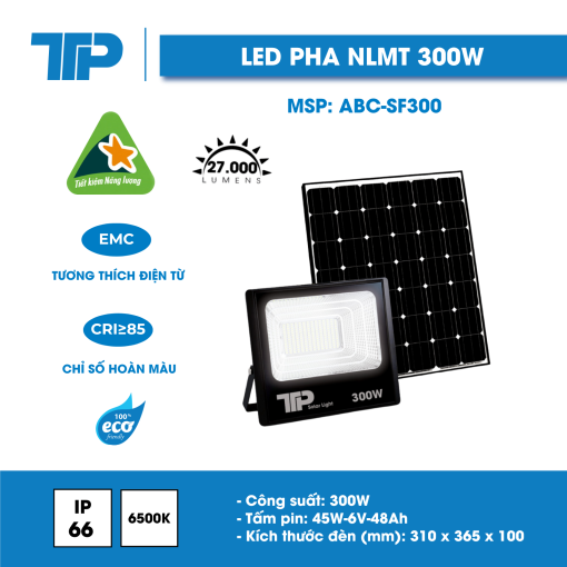 ĐÈN LED PHA NĂNG LƯỢNG MẶT TRỜI 300W