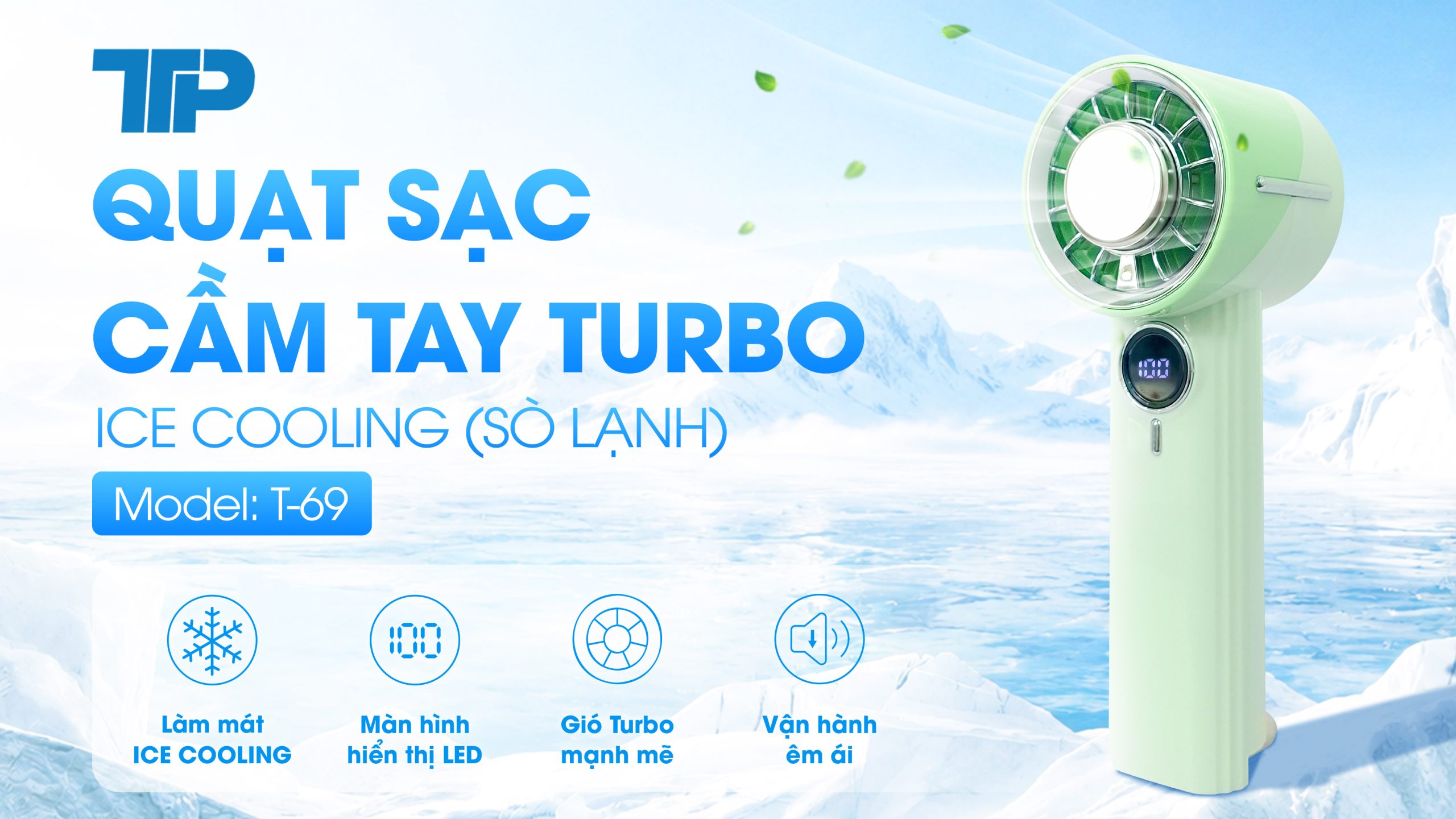 Quạt Cầm Tay Turbo Sò Lạnh T-69