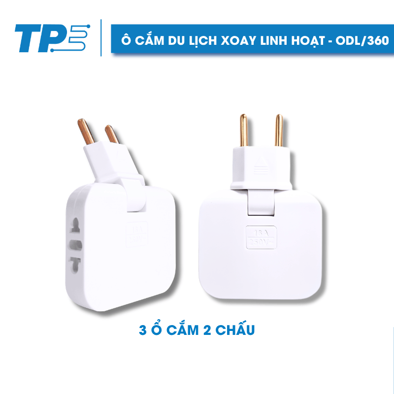 Ổ CẮM DU LỊCH TPE XOAY LINH HOẠT, 3 Ổ CẮM 2 CHẤU – ODL/360